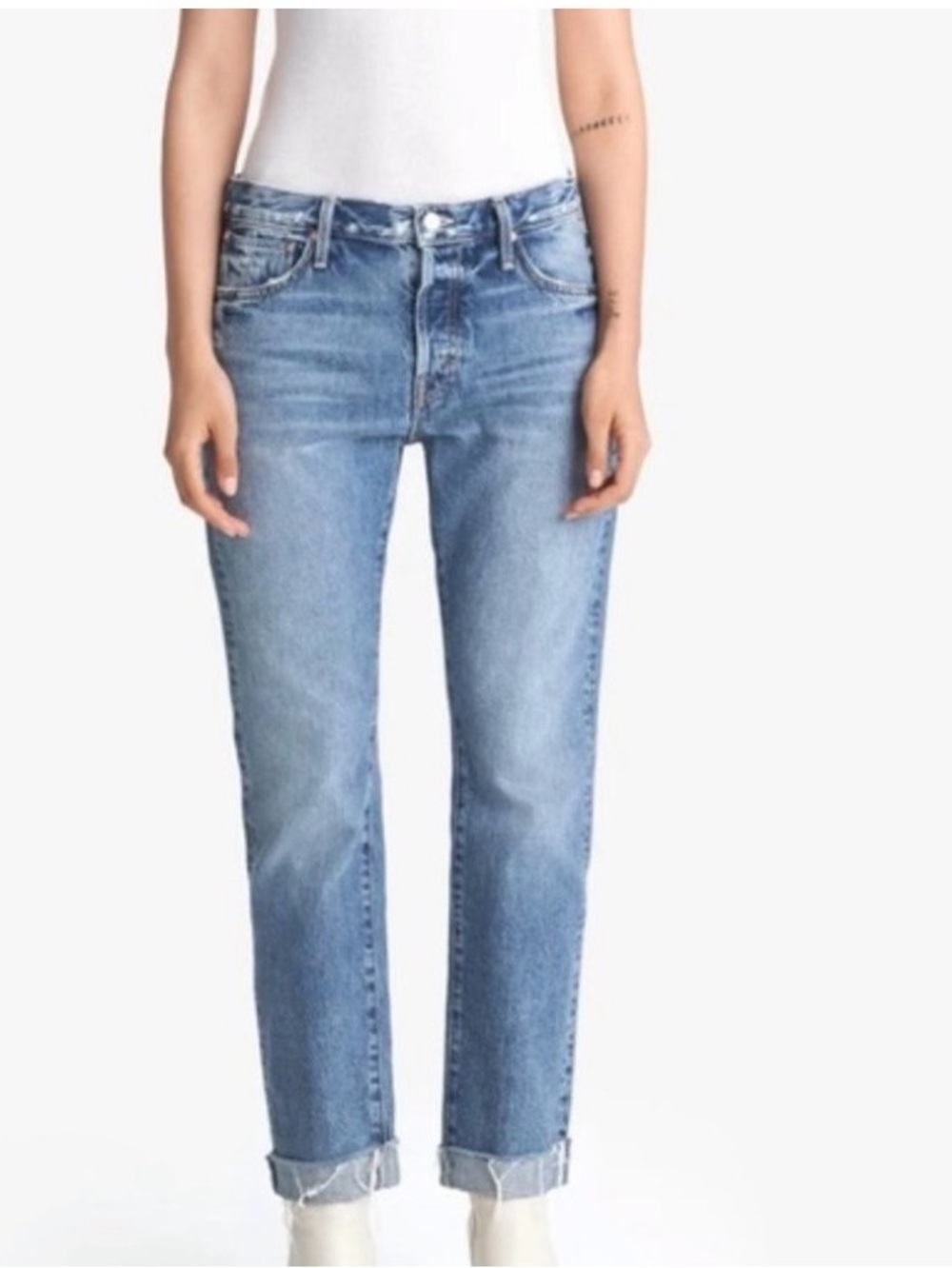 Mother Denim The Scrapper Ankle Fray Take Me Higher wash 90s lived-in look jeans